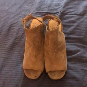 Vince Camuto peep toe suede heels